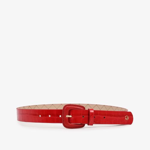 Cinto Vermelho Rubi Couro Crocco