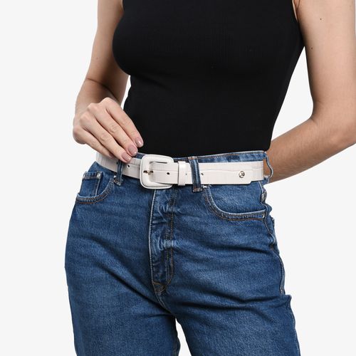 Cinto Branco Blanc Couro Crocco