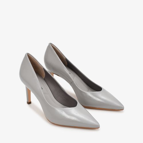 Scarpin Cinza Alasca Couro Verniz