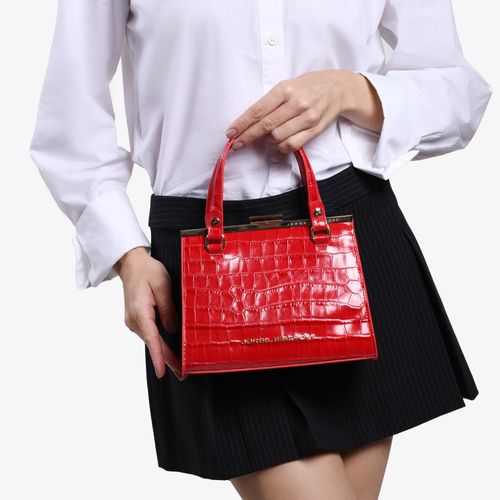 Bolsa Transversal Vermelho Rubi Couro Crocco