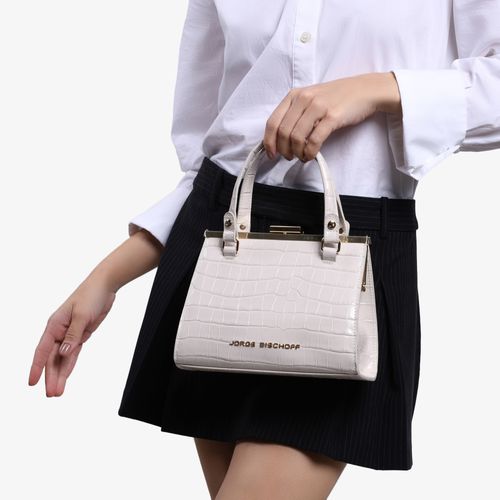 Bolsa Transversal Branco Blanc Couro Crocco