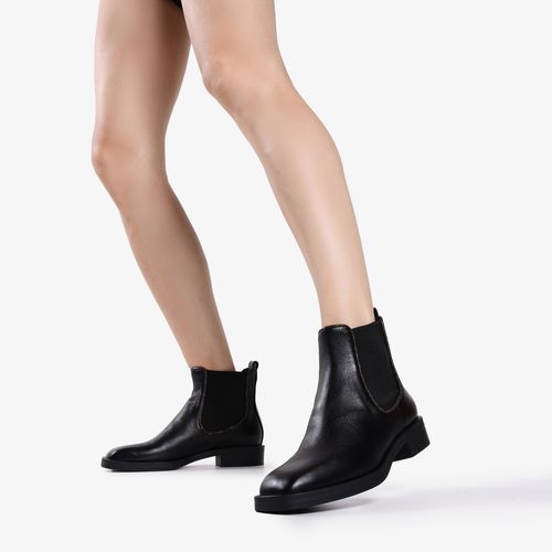 Bota Preto Cano Baixo Couro