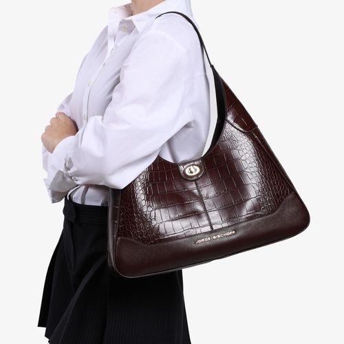 Bolsa Hobo Marrom Florença Couro Crocco
