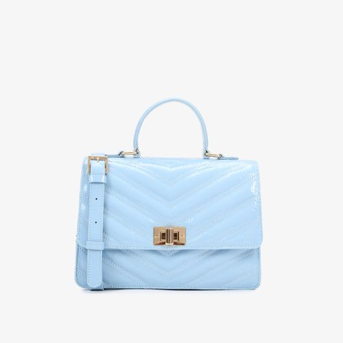 Bolsa Satchel Azul Malta Couro Verniz