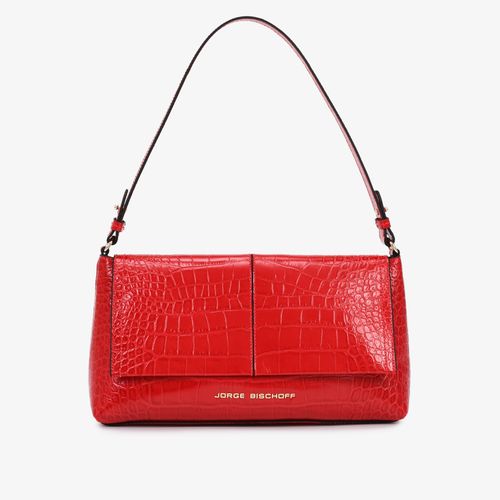 Bolsa De Ombro Vermelho Rubi Couro Crocco