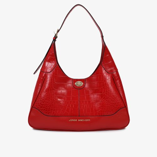 Bolsa Hobo Vermelho Rubi Couro Crocco