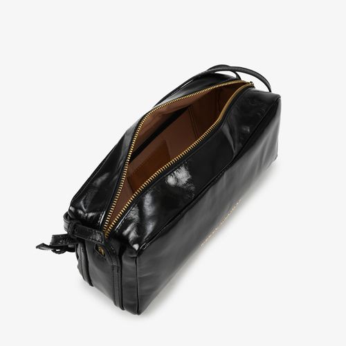 Bolsa De Ombro Preto Couro Crocco
