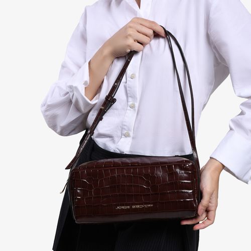 Bolsa De Ombro Marrom Florença Couro Crocco