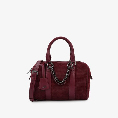 Bolsa Baú Vinho Dar Cherry Veludo Couro