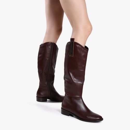 Bota Cano Alto Marrom Florença Couro