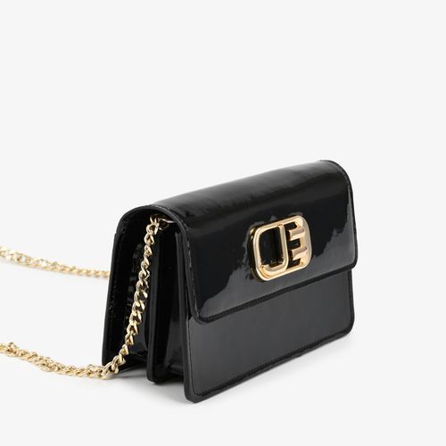 Bolsa De Ombro Preto Couro Brilhoso
