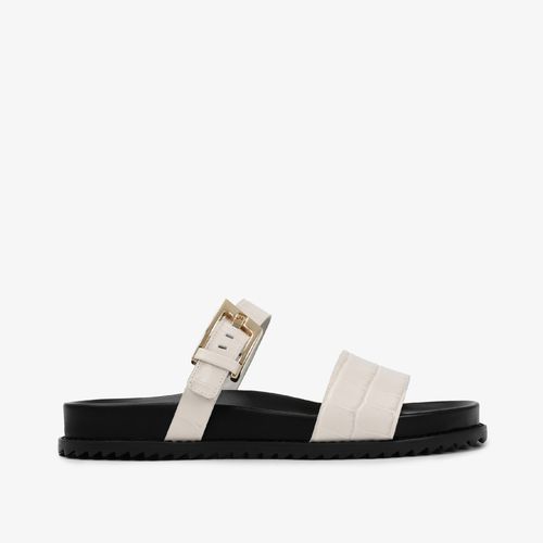Slide Branco Blanc Couro Crocco