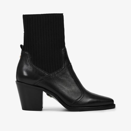 Bota Salto Bloco Preto Couro