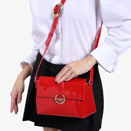 Bolsa Transversal Vermelho Rubi Couro