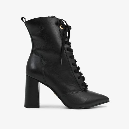 Bota Salto Bloco Preto Couro