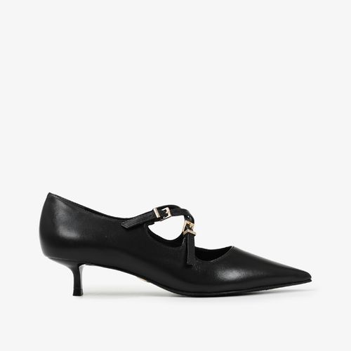 Scarpin Salto Fino Preto Couro