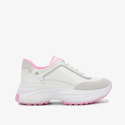 Tênis Branco Rosa Couro