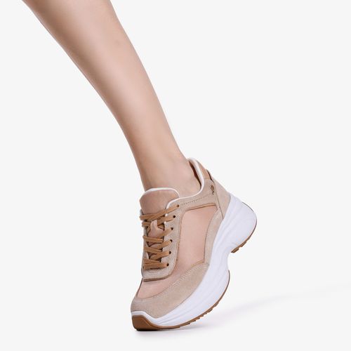 Tênis Rosé Branco Couro