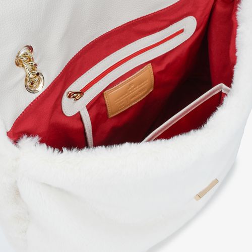 Bolsa De Ombro Branco Off White Tecido Plumas
