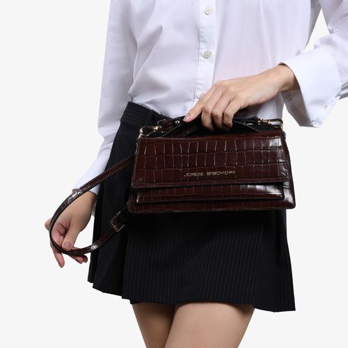 Bolsa Satchel Marrom Florença Couro Crocco