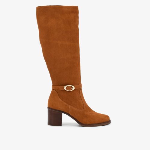 Bota Cano Alto Caramelo Licor Couro