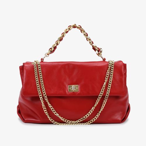 Bolsa Satchel Vermelho Rubi Couro