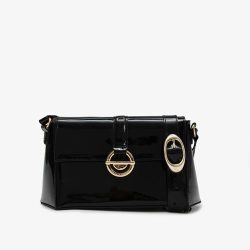 Bolsa De Ombro Preto Verniz Couro