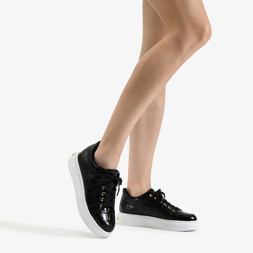 Tênis Preto Couro Crocco