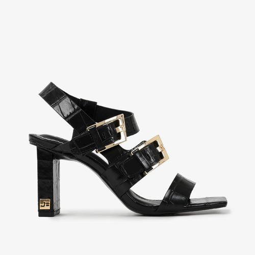 Sandália Preto Couro Crocco