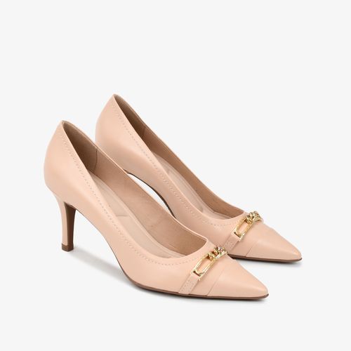 Scarpin Bico Fino Nude Quartzo Couro