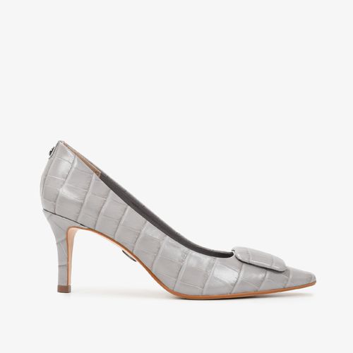 Scarpin Cinza Alasca Couro Crocco