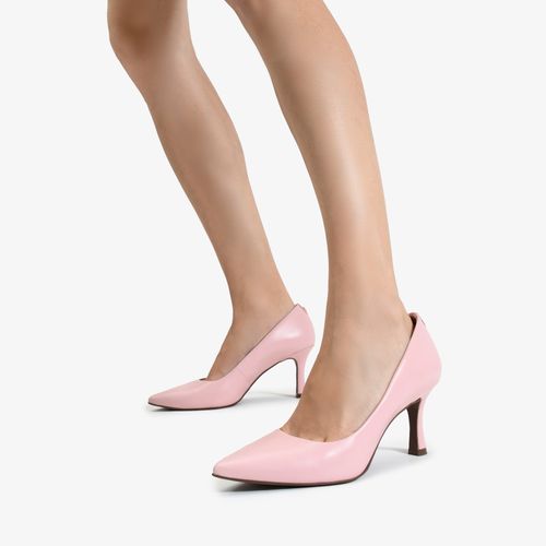 Scarpin Bico Fino  Rosa Couro