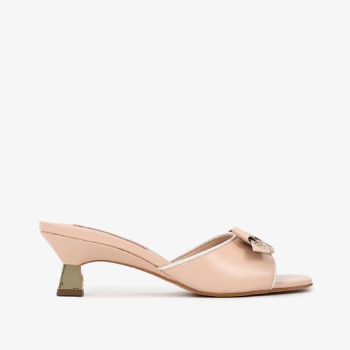 Tamanco Nude Quartzo Couro