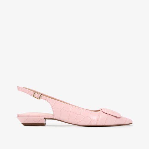 Slingback Rosa Couro Croco