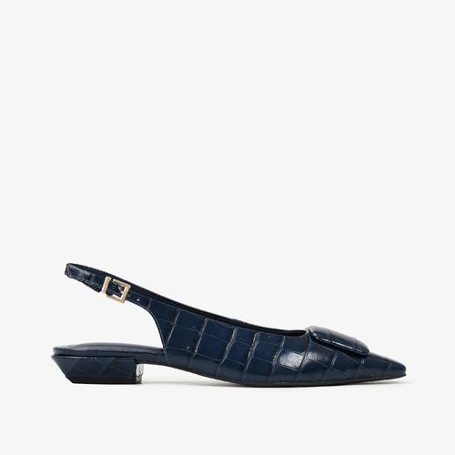 Slingback Azul Lunar Couro Crocco