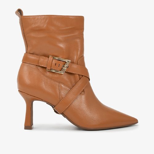 Bota Salto Fino Caramelo Licor  Couro