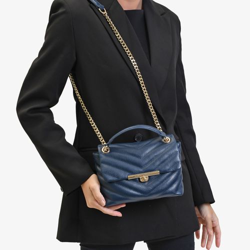 Bolsa De Ombro Azul Lunar Couro