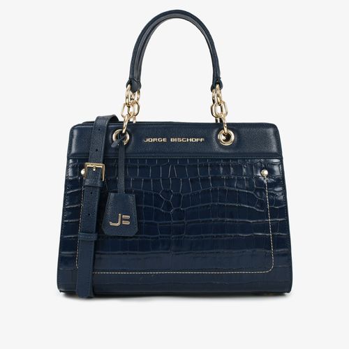 Bolsa De Ombro Azul Lunar Couro Crocco
