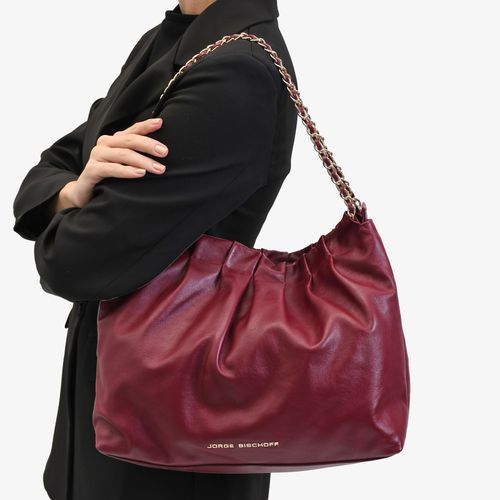 Bolsa De Ombro Vinho Dark Cherry Couro