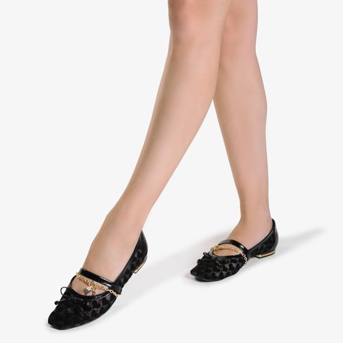 Sapatilha Transparente Coração Preto