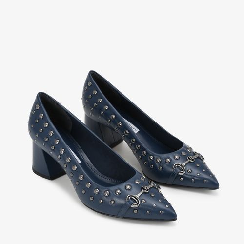 Scarpin Salto Bloco Azul Lunar Couro