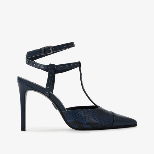 Slingback Salto Fino Alto Preto Couro