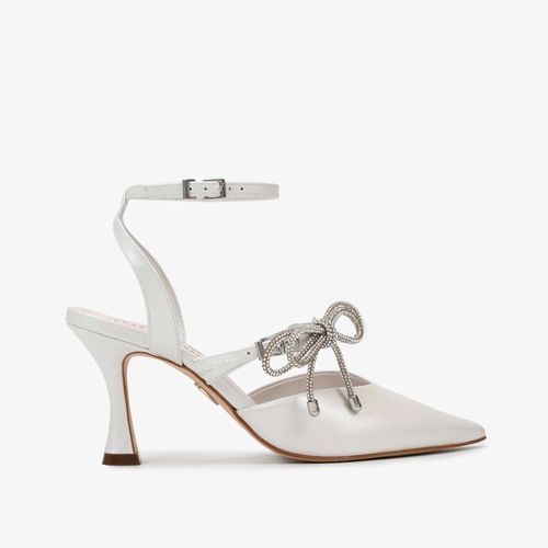 Slingback Branco Say Yes Laço Couro