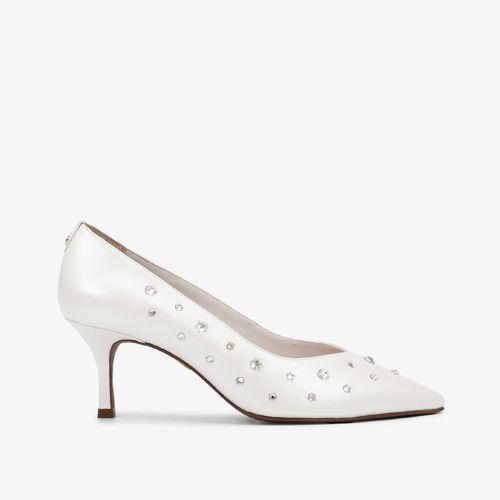 Scarpin Branco Say Yes Pedrarias Couro
