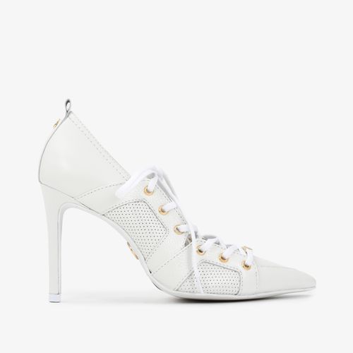 Scarpin Salto Fino Branco Couro