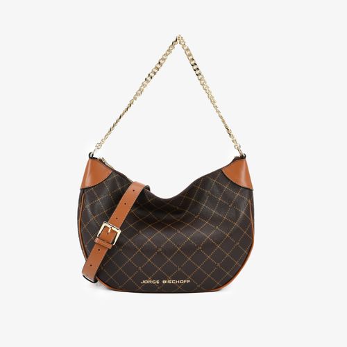 Bolsa Hobo Marrom Café Monograma JB