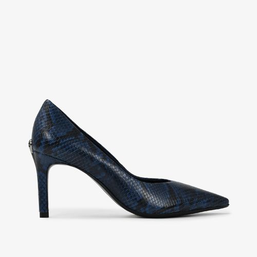 Scarpin Azul Lunar Bico Fino Couro