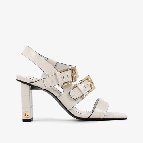 Sandália Branco Blanc Couro Crocco