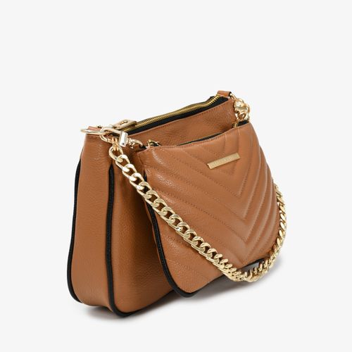 Bolsa Transversal Caramelo Licor Couro