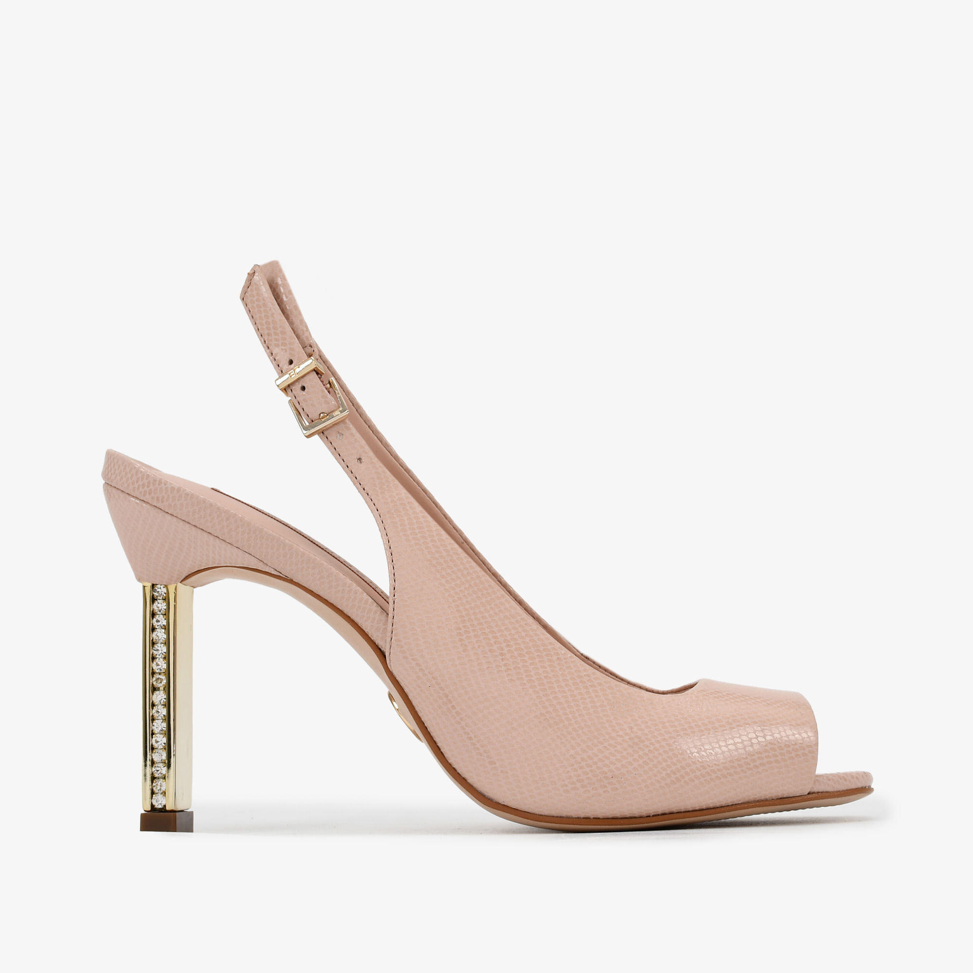 Calçado Aberto Feminino Peep Toe Couro Mini Snake Rosê